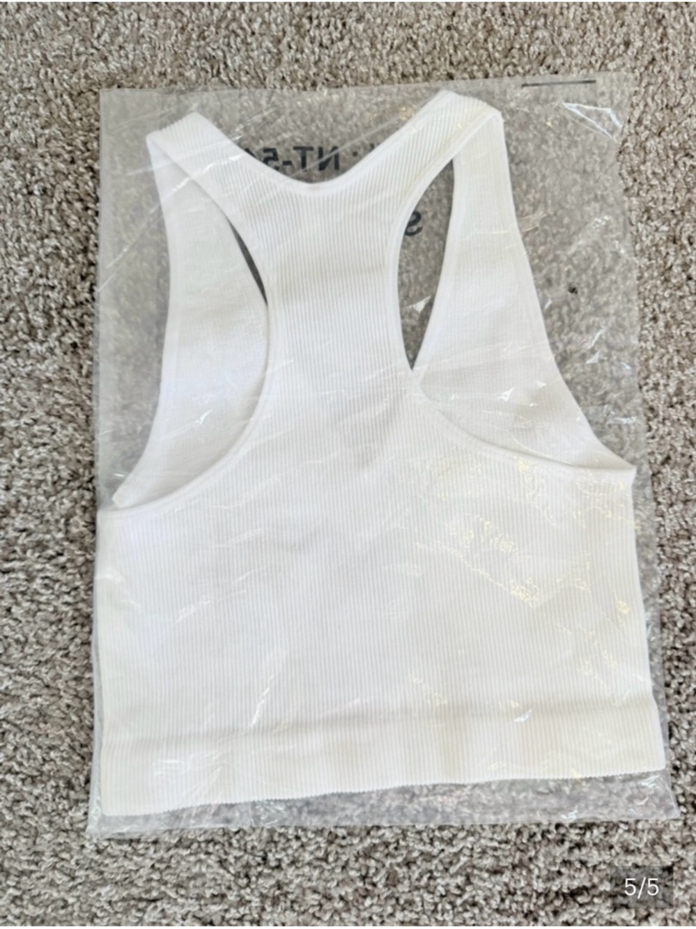 Zenana Outfitters White Ribbed V-Neck Crop Bralette - Picture 2 of 3